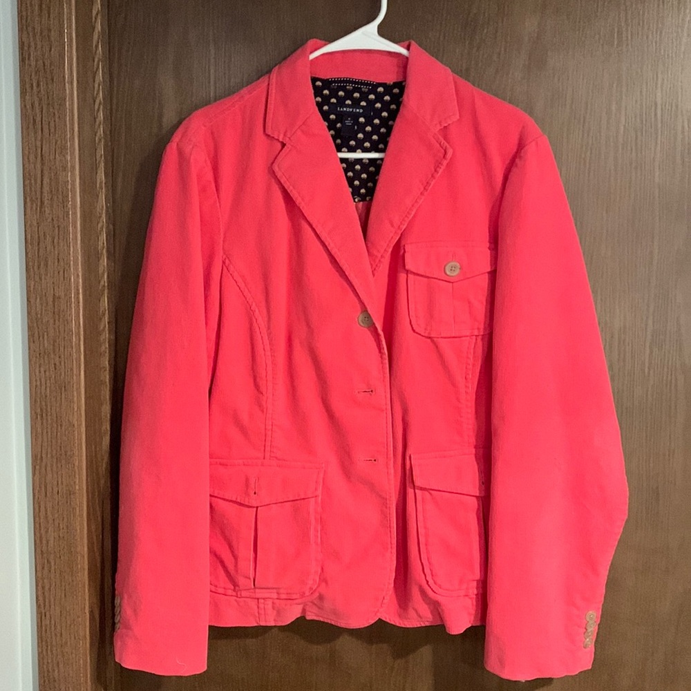 Pink Lands’ End corduroy blazer/jacket. Size 16